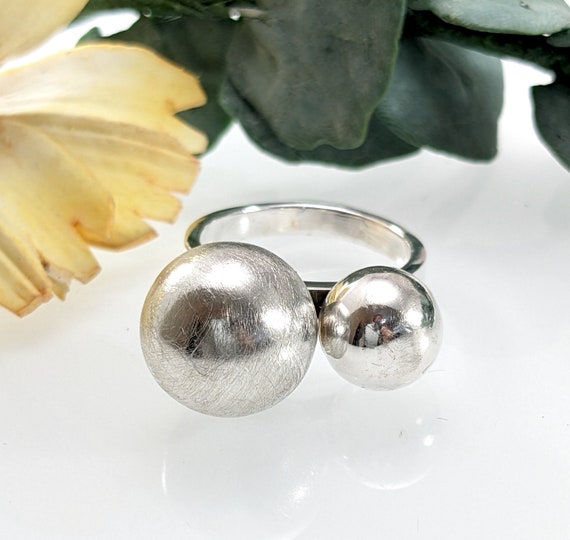 Modernist Sterling Silver Spheres Orbs Ring, Size… - image 7