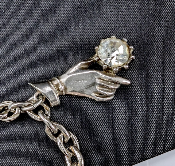 Vintage Jewelcraft Chunky Charm Bracelet - Silver… - image 6