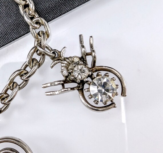 Vintage Jewelcraft Chunky Charm Bracelet - Silver… - image 5