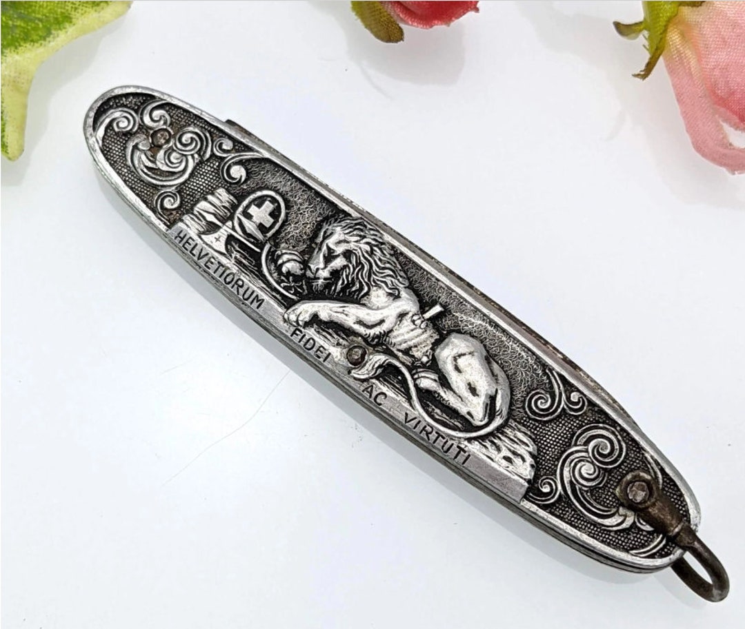 Vintage Pocket Knife, Lion of Lucerne William Tell, Penknife Fruit