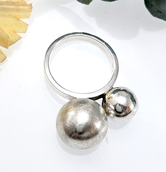 Modernist Sterling Silver Spheres Orbs Ring, Size… - image 6