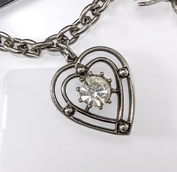 Vintage Jewelcraft Chunky Charm Bracelet - Silver… - image 4