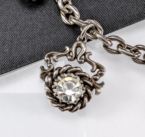 Vintage Jewelcraft Chunky Charm Bracelet - Silver… - image 2