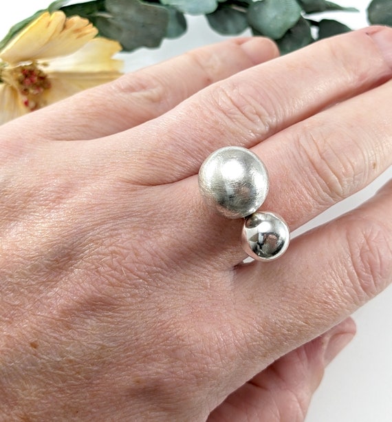 Modernist Sterling Silver Spheres Orbs Ring, Size… - image 5