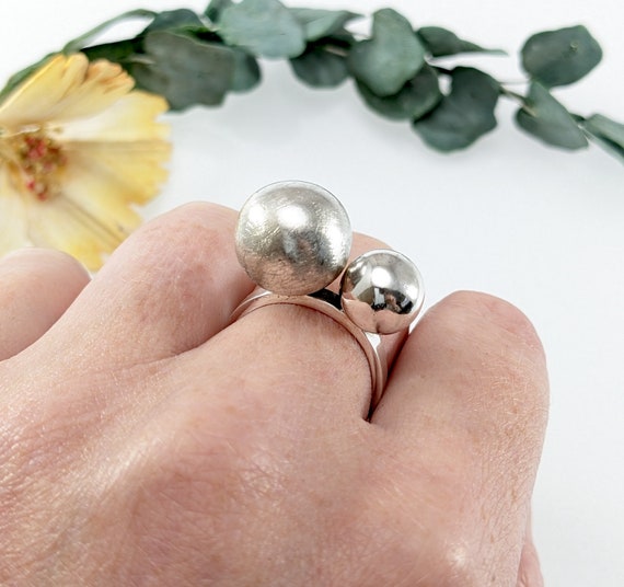Modernist Sterling Silver Spheres Orbs Ring, Size… - image 4