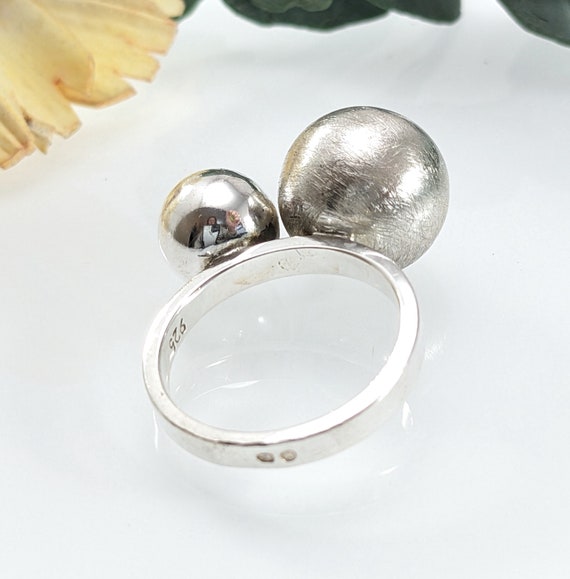 Modernist Sterling Silver Spheres Orbs Ring, Size… - image 9