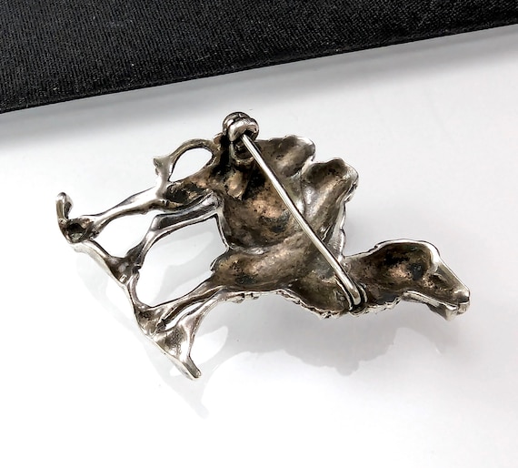 Vintage Silver Marcasite Camel Brooch - Two Humps… - image 5