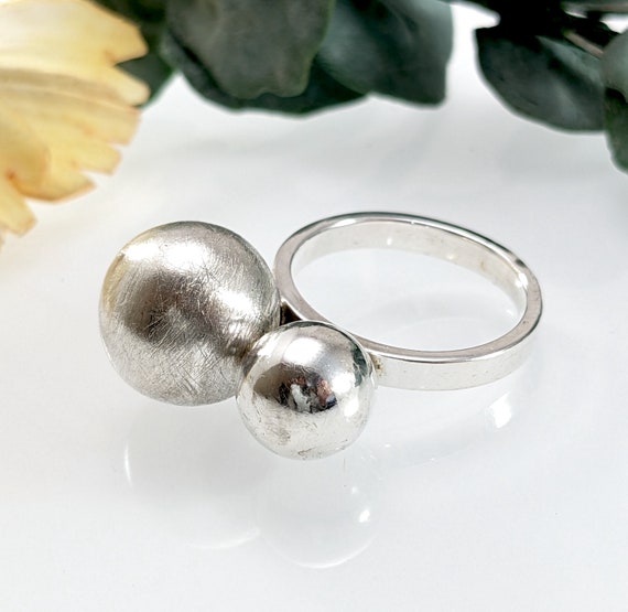 Modernist Sterling Silver Spheres Orbs Ring, Size… - image 8