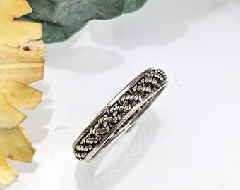 Vintage Sterling Silver Rope Band Ring, Size M, 4 mm, 925