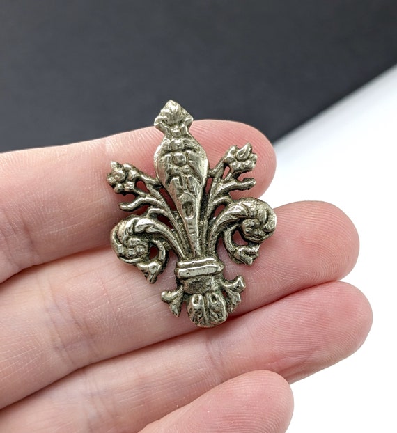 Broche Vintage En Alpacca Argenté - Bijou Florentin Ancien - Occasion