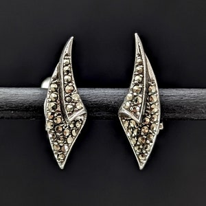 Art Deco Silber Ohrringe mit Markasiten Ohrclips von Ciro