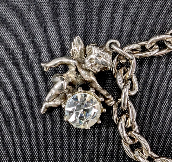 Vintage Jewelcraft Chunky Charm Bracelet - Silver… - image 3