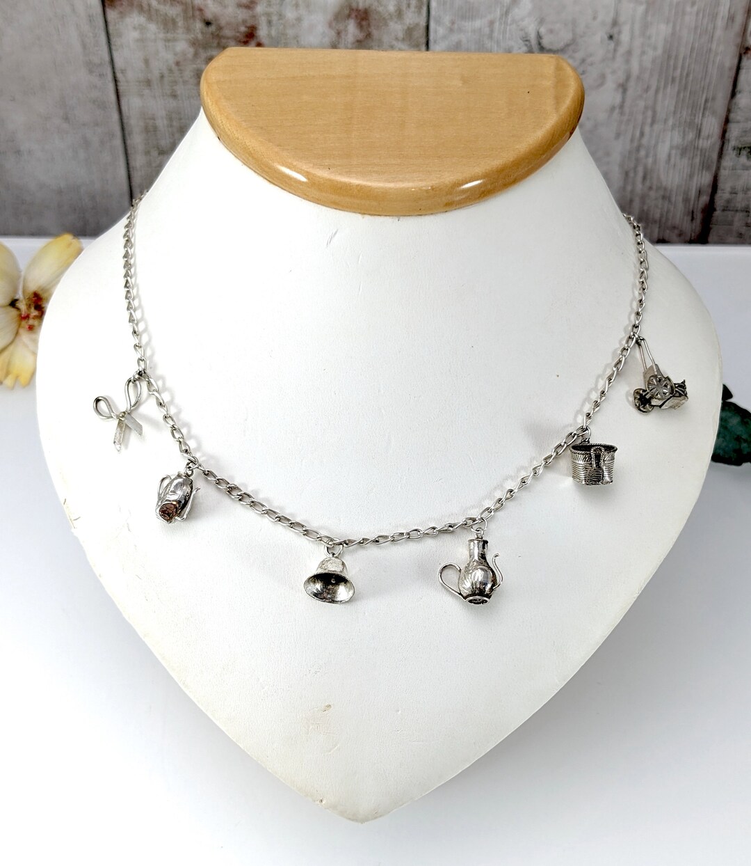 Scissors Chain Vintage Charm Chain Necklace Scissors Teapot Etc - Etsy