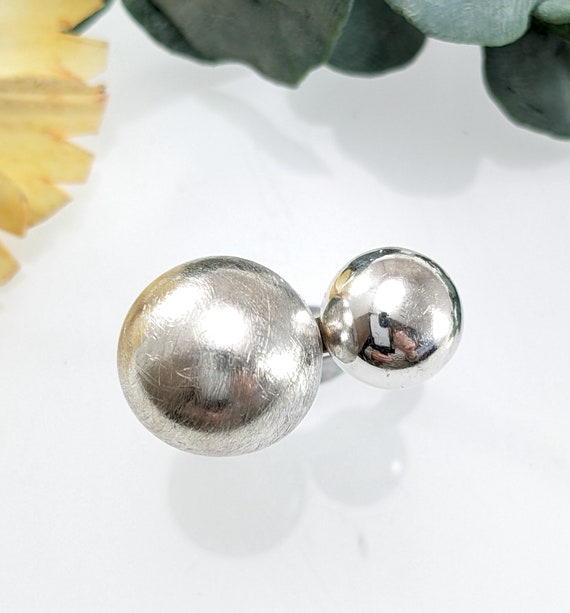 Modernist Sterling Silver Spheres Orbs Ring, Size… - image 2