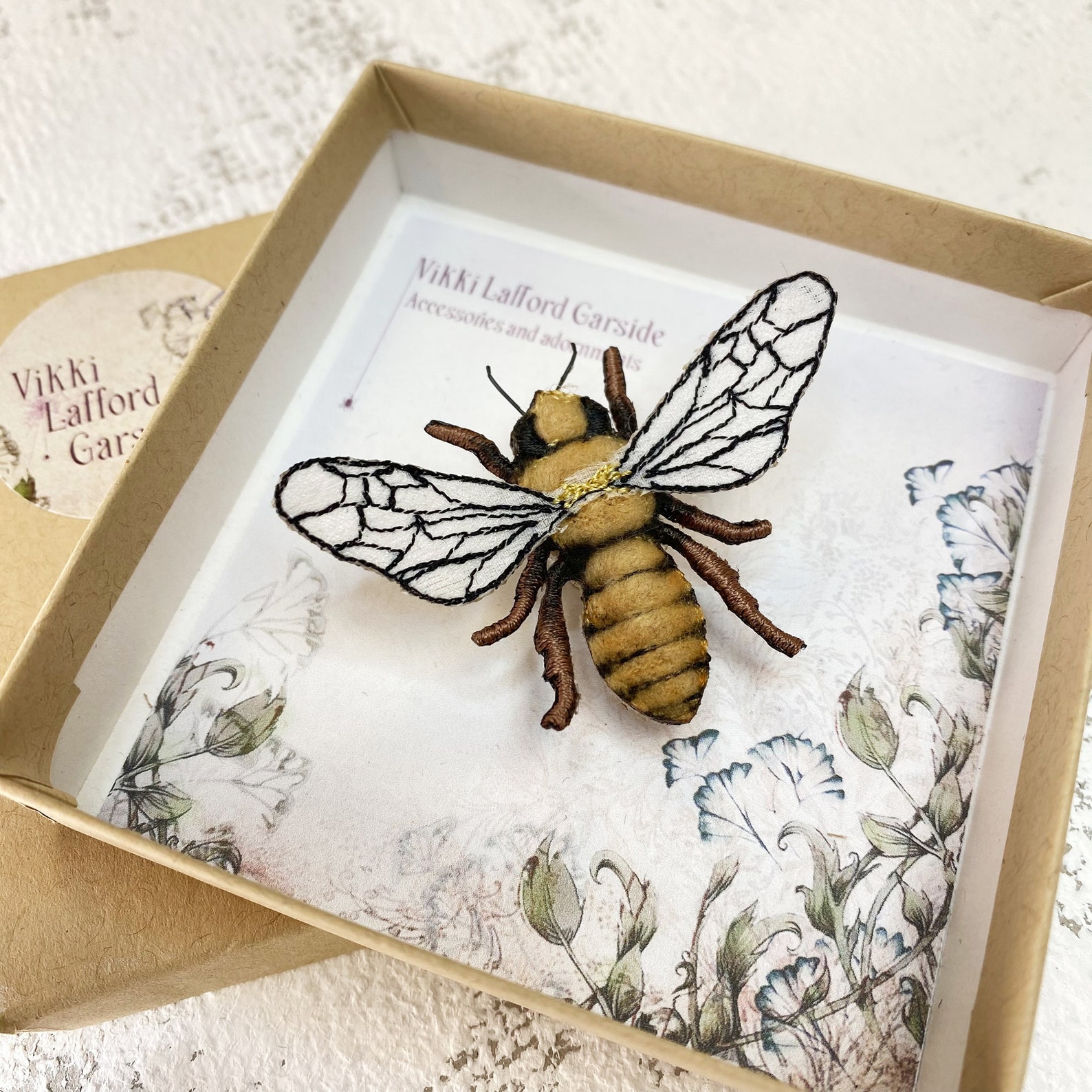 Honey Bee Brooch, Embroidered Bee, Insect Pin, Fabric Honey Bee, Insect ...