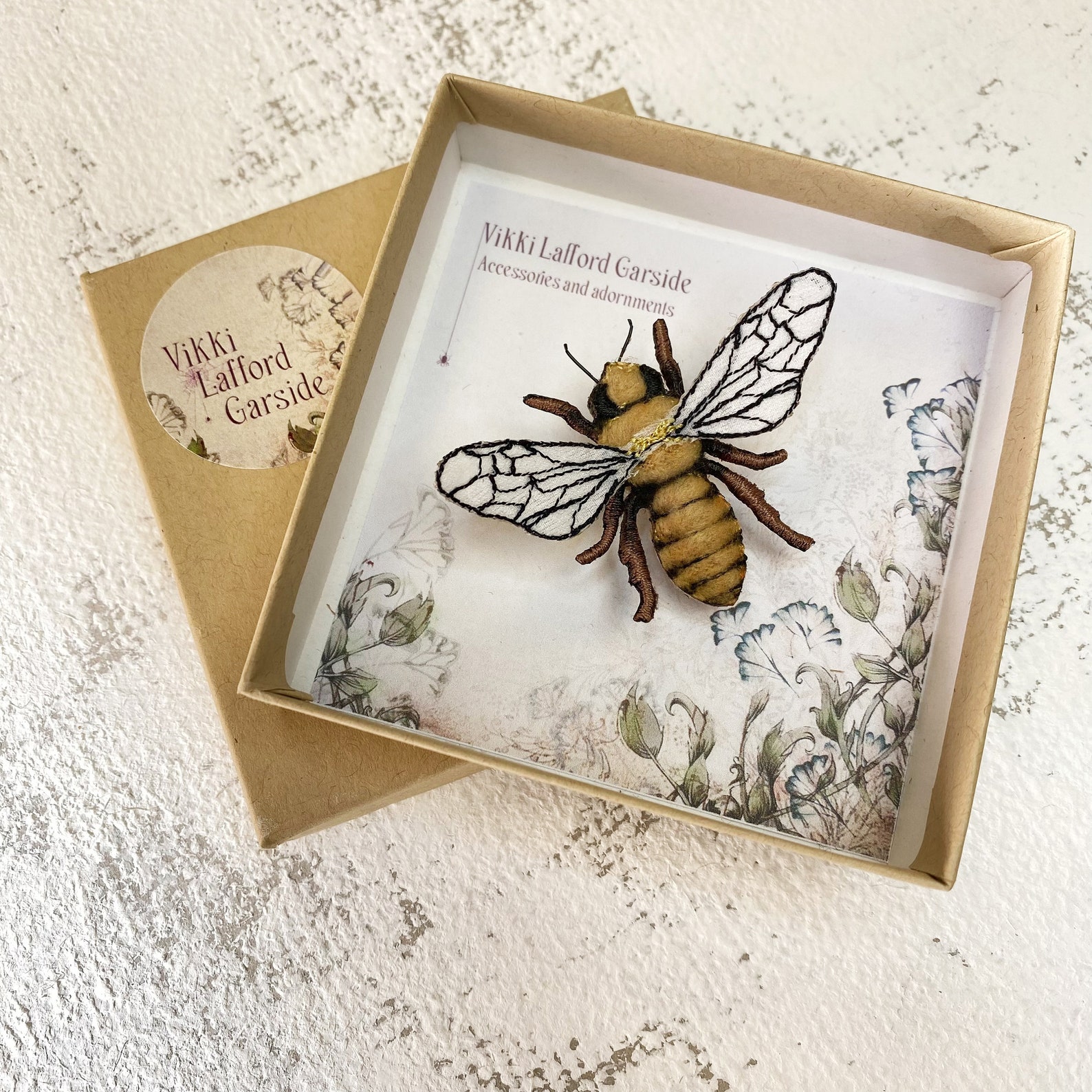 Honey Bee Brooch, Embroidered Bee, Insect Pin, Fabric Honey Bee, Insect ...