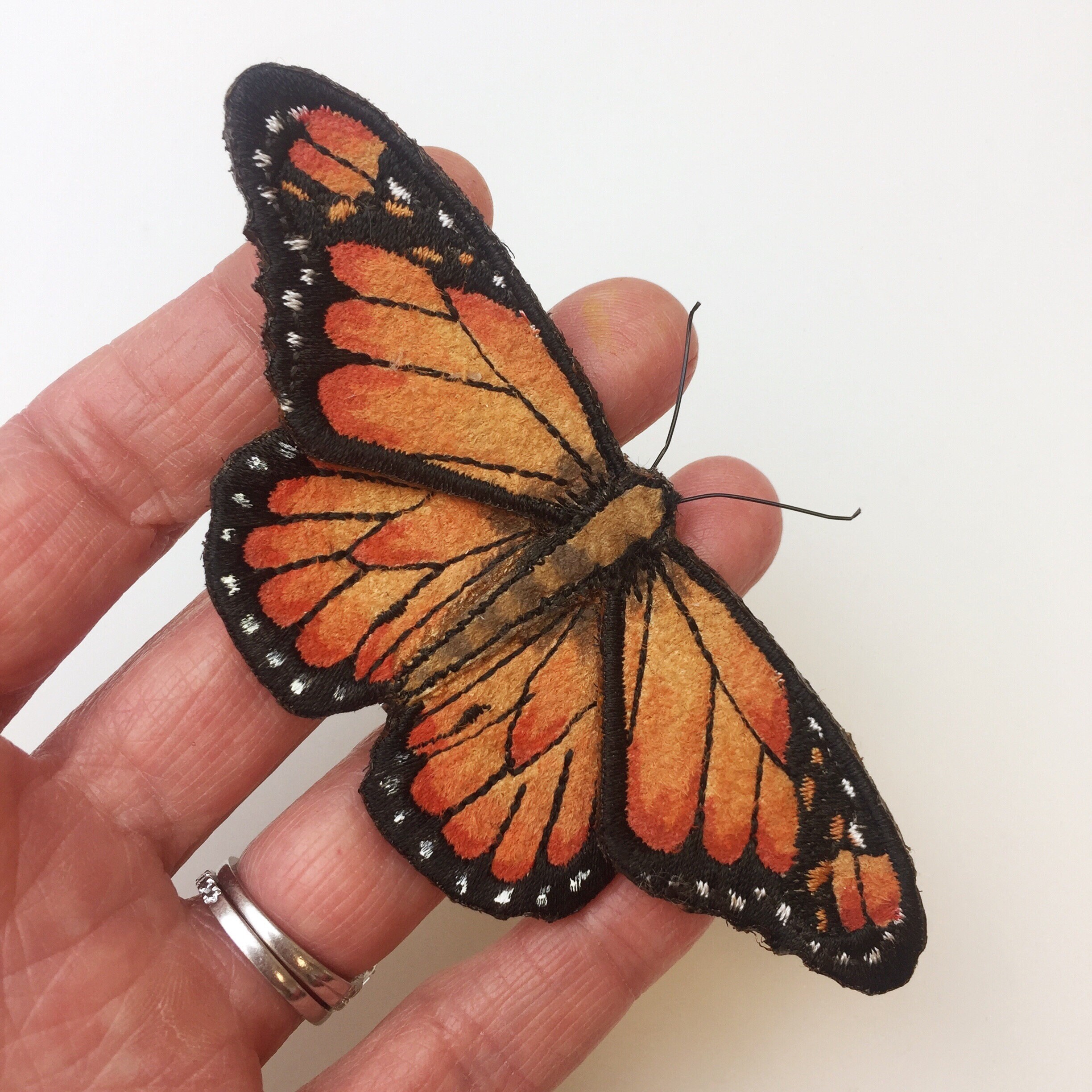 Monarch butterfly brooch realistic embroidered and hand | Etsy