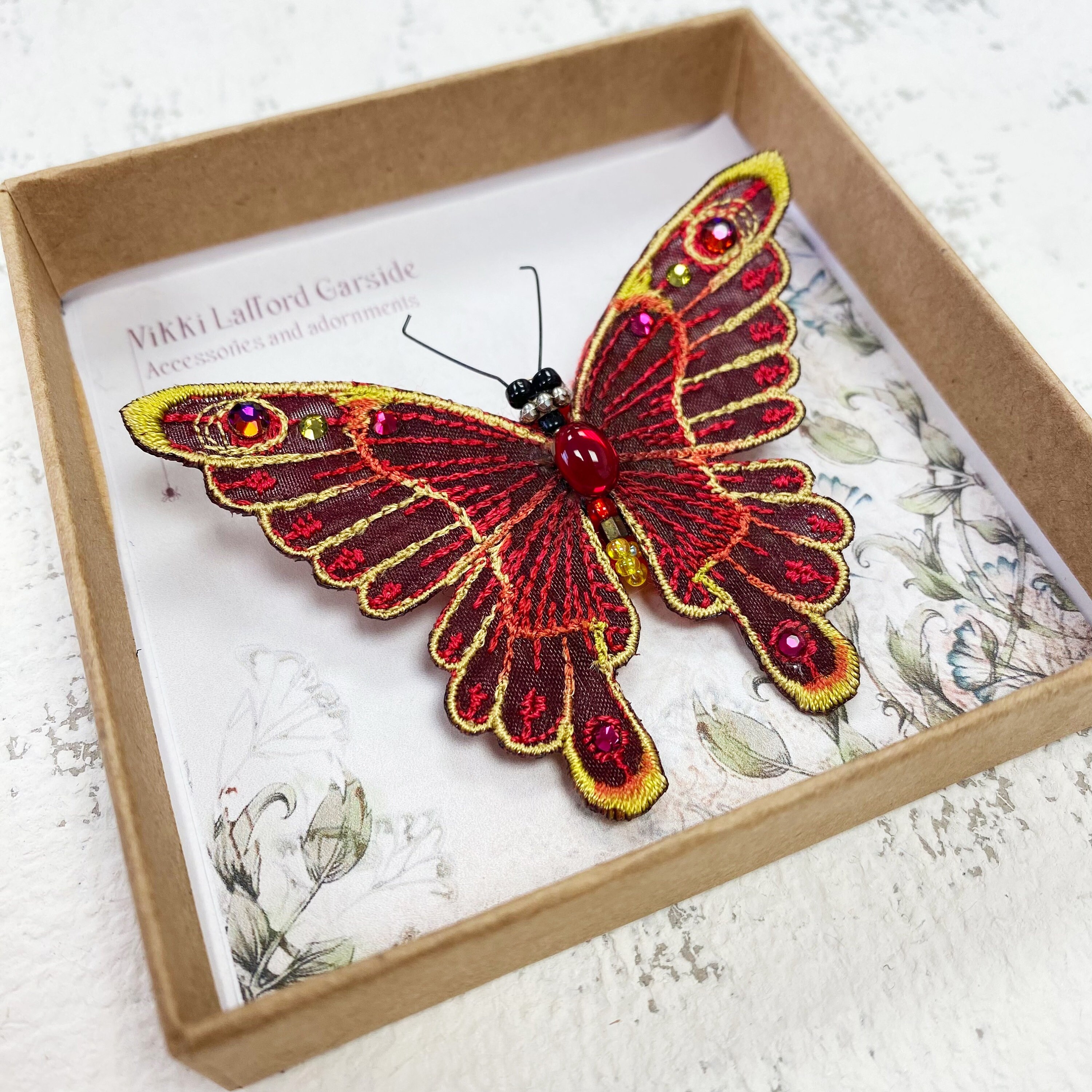 safety pin rhinestone butterfly brooch straight