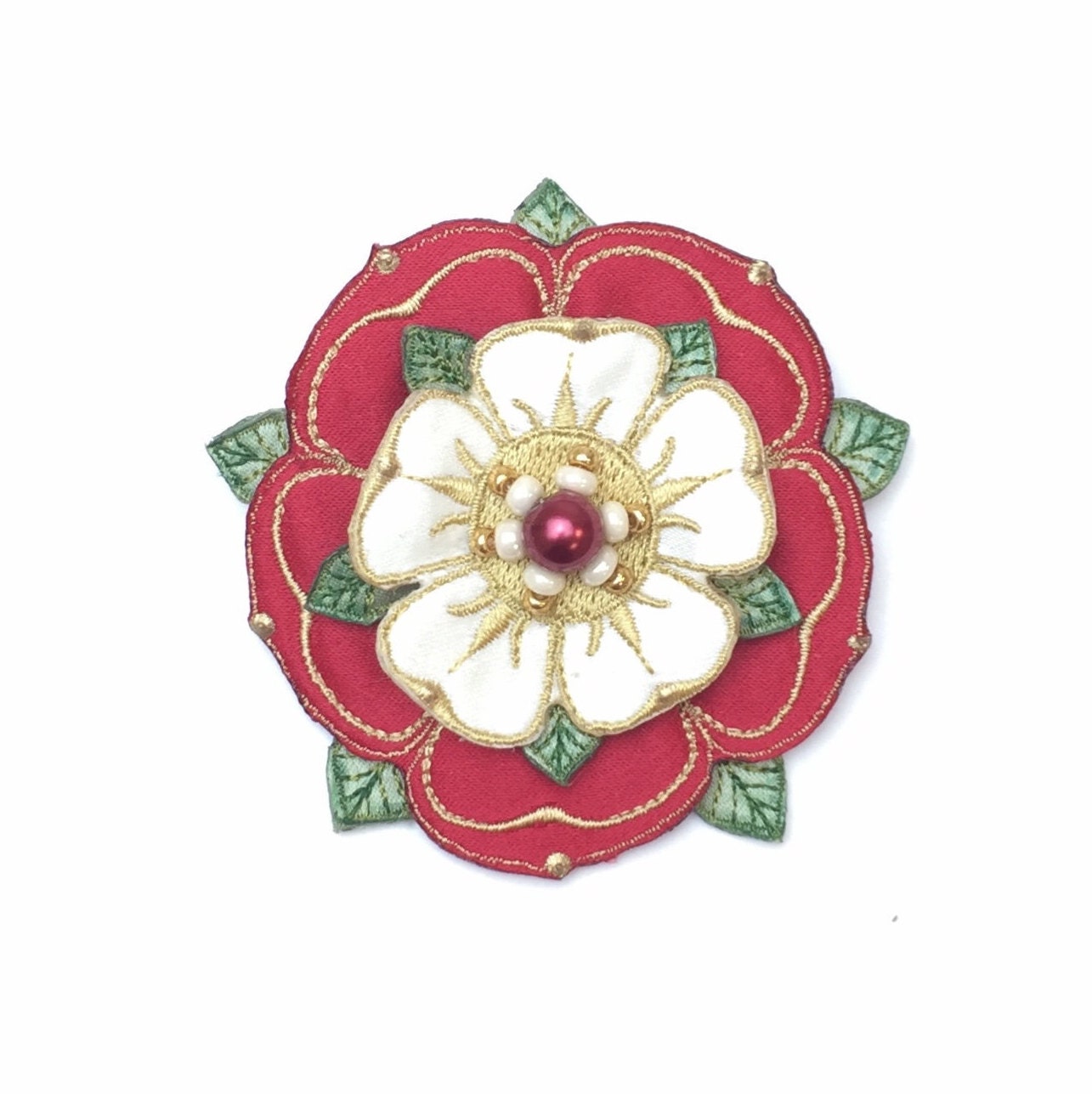 Tudor Rose brooch English historical emblem embroidered and Etsy