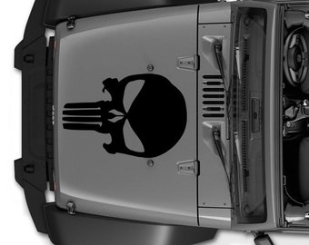 Set of (3) Hood Decal Punisher Skull 26" Multiple Colors Fits Jeep Wrangler Universal Truck Ram F150 Oracal 651 Vinyl + 2 8" for The Sides