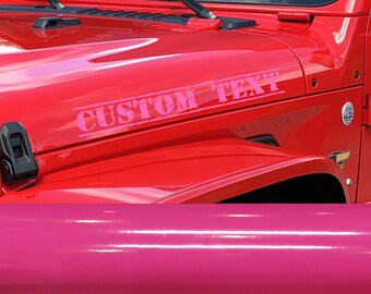 Wrangler Rubicon Xj Yj Renegade Custom Text Hood Decal | Custom Made In The USA | Fast Shipping - Foto 5