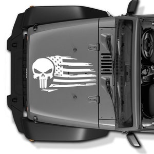 Decal Tattered Distressed Skull Punisher for Jeep Wrangler USA American Flag and   jk tj yjxjcj lj Universal Truck Ram F150