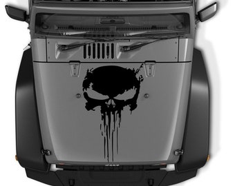 Hood Punisher Decal Skull Sticker  for JEEP and others USA 34" long truck decal