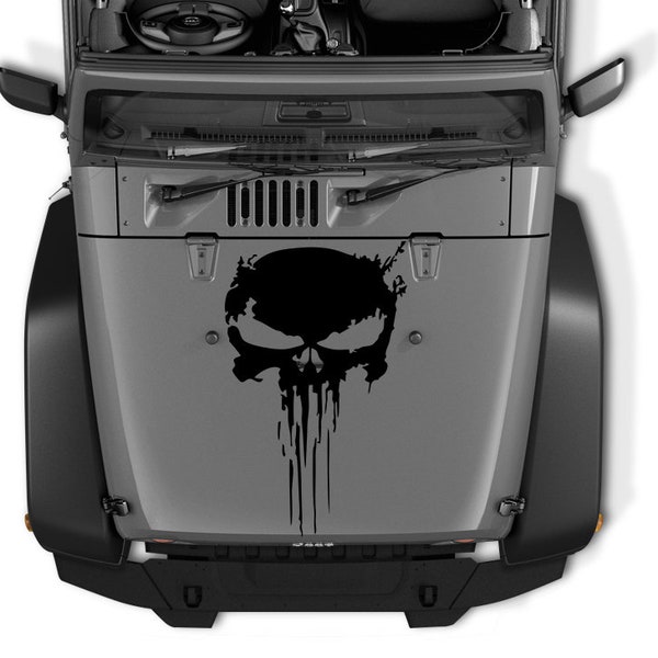 Hood Punisher Decal Skull Sticker  for JEEP and others USA 34" long truck decal