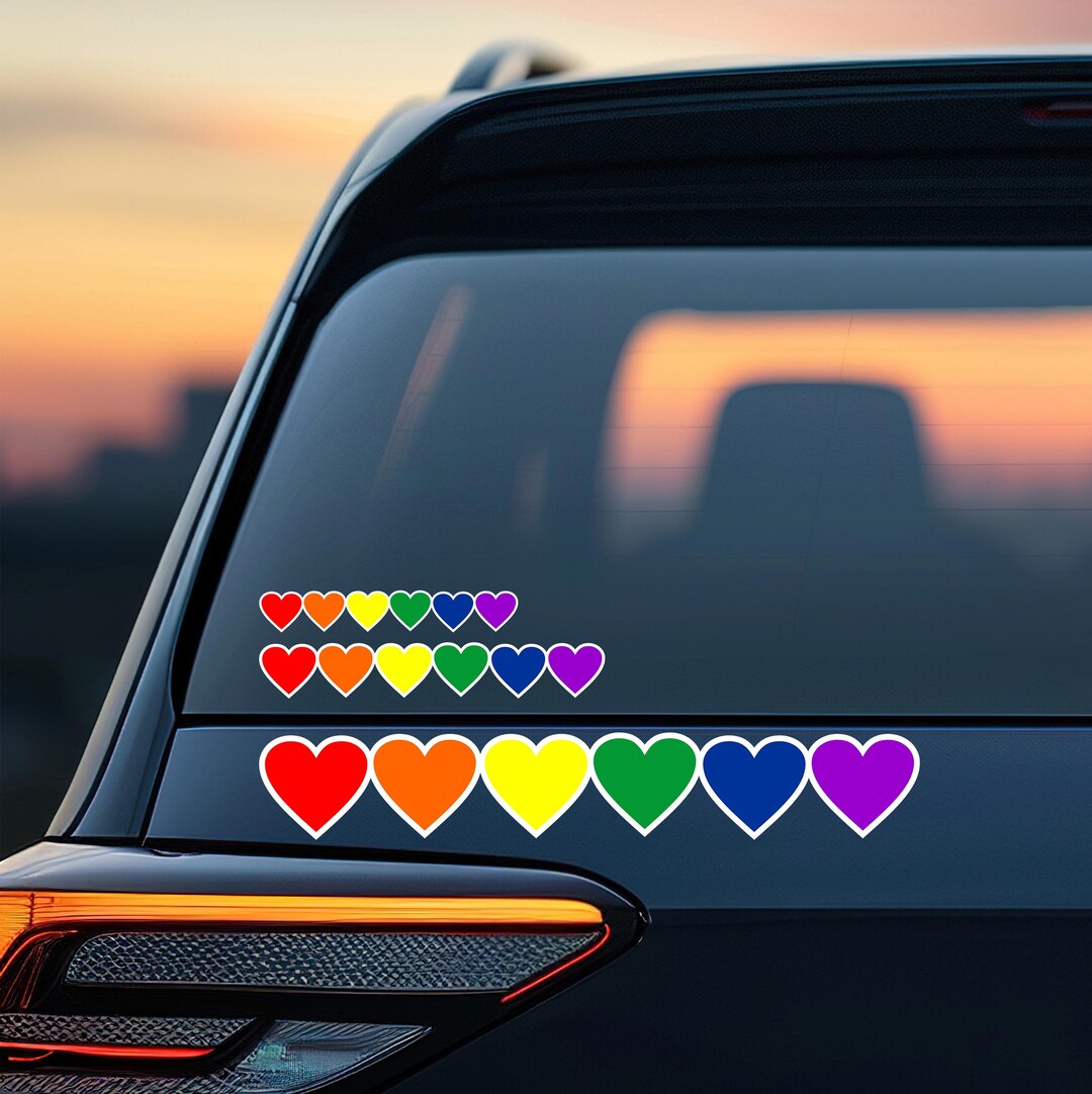 LGBT Gay Pride Rainbow Flag Hearts Car Vinyl Decal Sticker Indoor ...