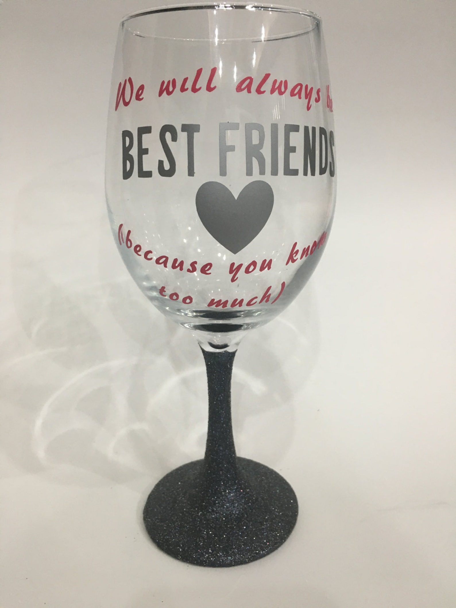 Best friends glitter wine glass Etsy