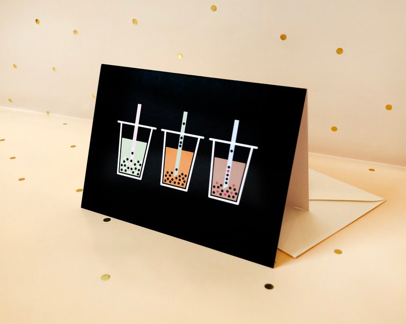 Boba Tea Greeting Card Etsy