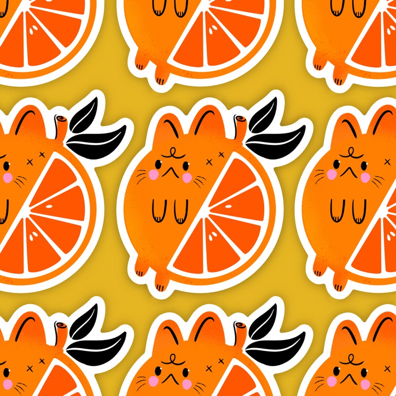 Orange Cat Die Cut Vinyl Sticker - Etsy