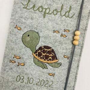 U-booklet sleeve felt / turtle / name / date of birth