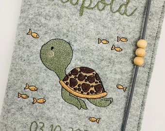 U-booklet sleeve felt / turtle / name / date of birth