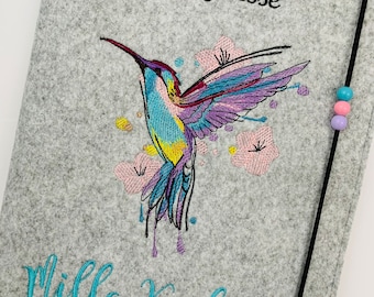Certificate folder / hummingbird / bird / watercolor / name