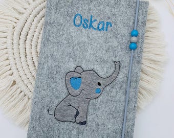 Personalisierte U-Heft Hülle Filz | U-Heft Umschlag bestickt mit Name & Geburtsdatum | Baby Geschenk Geburt Taufe