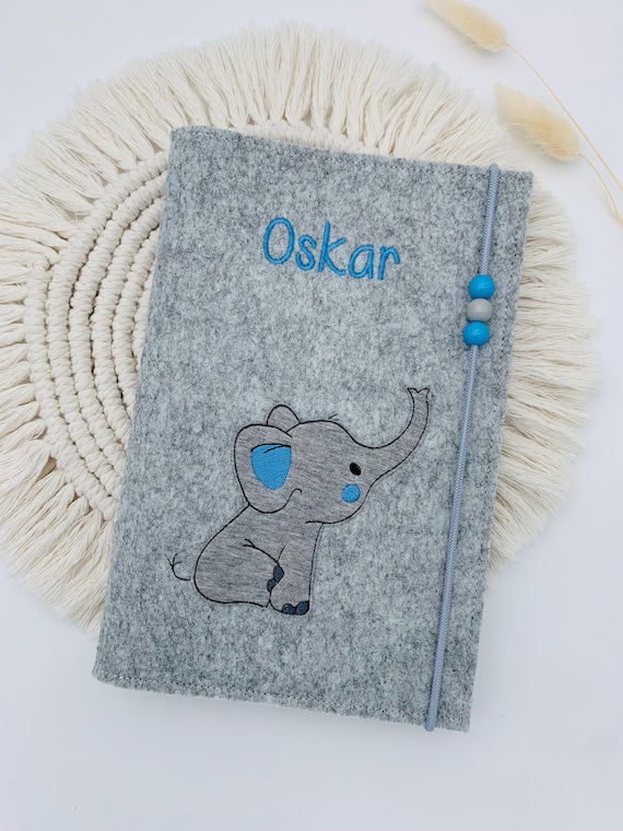 Personalisierte U-Heft Hülle Filz | U-Heft Umschlag bestickt mit Name & Geburtsdatum | Baby Geschenk Geburt Taufe