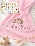 Personalized premium towel with name design / Daycare, children, adults & home / Embroidered / Christening / Gift / Baby product logo