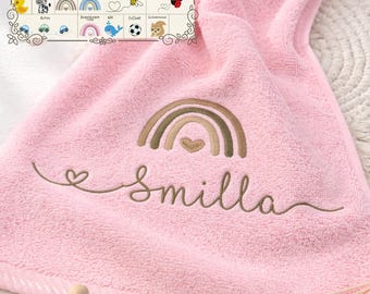 Personalisiertes Premium Handtuch mit Name Motiv / Kita, Kinder, Erwachsene & Zuhause / Bestickt / Taufe / Geschenk / Baby