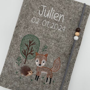 U-booklet sleeve felt / fox / hedgehog / forest / name