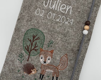 U-booklet sleeve felt / fox / hedgehog / forest / name