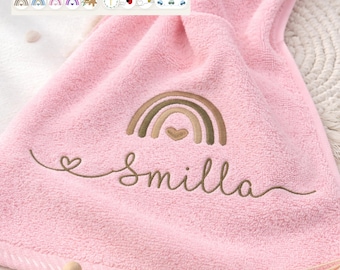 Personalisiertes Premium Handtuch mit Name Motiv / Kita, Kinder, Erwachsene & Zuhause / Bestickt / Taufe / Geschenk / Baby