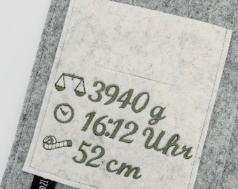 Innenfachbestickung U-Heft / Untersuchungsheft / Gewicht / Größe / Uhrzeit