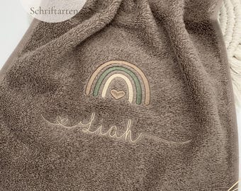 Personalisiertes Premium Handtuch mit Name Motiv / Kita, Kinder, Erwachsene & Zuhause / Bestickt / Taufe / Geschenk / Baby