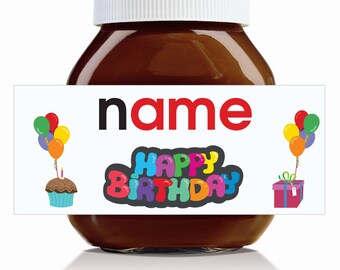 3 x gepersonaliseerde 'Happy Birthday'-labels voor Nutella-pot van 750 g!