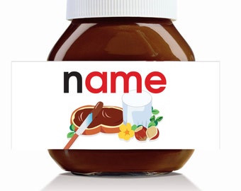 Etichetta a tema con nome originale personalizzata per barattolo di Nutella da 750 g!