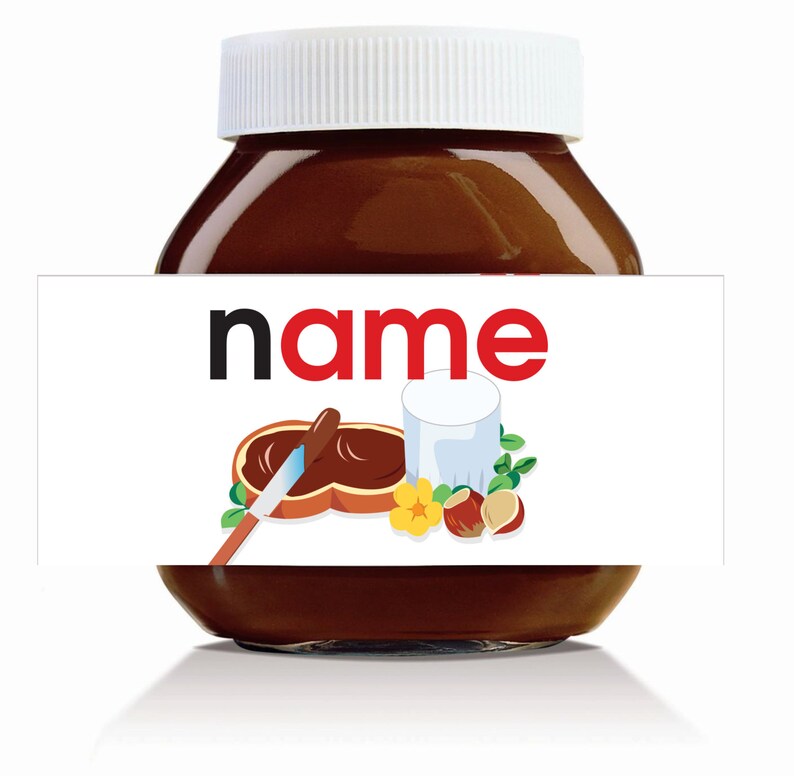 Etiquette originale personnalisée sur le thème pour un pot de Nutella de 750 g image 1