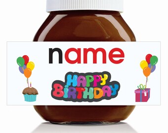 Personalised 'Happy Birthday' Label for 750g Nutella Jar!