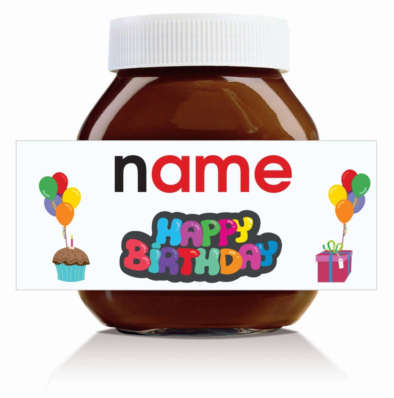 Étiquette personnalisée Joyeux anniversaire pour un pot de Nutella de 750 g image 1