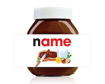 3 x Personalised Original Name Theme Labels for 750g Nutella Jar!